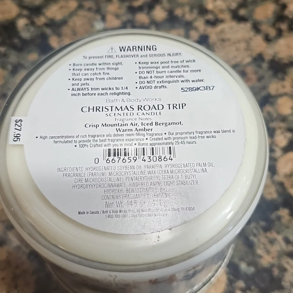 BBW Christmas Road Trip Exclusively Fragranced Soy Wax Blend 3 Wick Candle - Picture 4 of 4